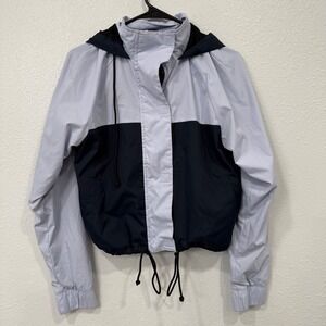 Hollister Color Block Windbreaker Jacket Women's Sz S Cropped Drawstring Hooded